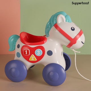 Su Push Pull juguete de dibujos animados en forma de Animal educación temprana seguro caballo tirar a lo largo de caminar juguete para (6)