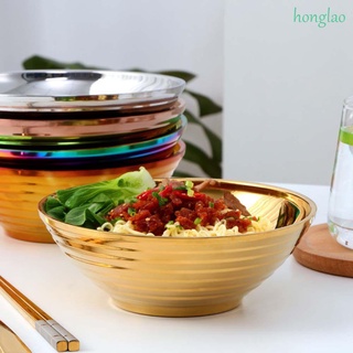 Honglao 304 acero inoxidable redondo para fideos sopa de arroz ensalada restaurante aislamiento térmico Ramen Bowl Bowl/Multicolor
