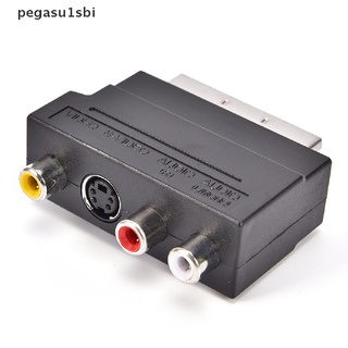 pegasu1sbi scart adaptador av bloque a 3 rca phono compuesto s-video con interruptor de entrada/salida oro caliente (1)