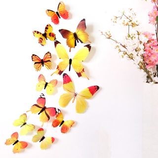 12 pzs calcomanías de mariposa 3D DIY/calcomanías de pared de PVC mariposas decoración del hogar