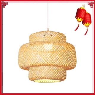 lámpara colgante hecha a mano de bambú para techo diy restaurante pasillo lámparas cortinas tejido luz colgante (sin fuente de luz)