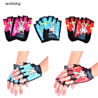 wutiskg - guantes de bicicleta para niños, conejo, deportes al aire libre, antideslizantes, guantes de medio dedo