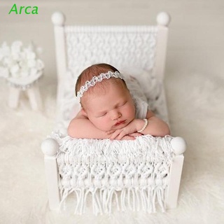 arca recién nacido posando mini cama bebé foto tiro props cuerda de algodón tejido de madera cuna bebé fotografía accesorios (1)