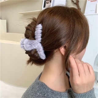DOWNFACTION Autumn Winter For Women Girl Large Size Horsetail Clip Plush Hair Clip Hair Ornaments Hair Accessories Makeup Hairstyle Barrettes Fashion Jewelry Korea Hairgrip Faux Fur Hair Claws/Multicolor (5)