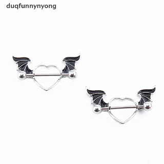 [du] 2 piercings de acero inoxidable para pezón de corazón, lengua, pezón, anillo de pezón