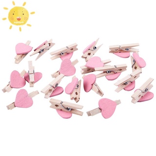 mini amor en forma de corazón clips de madera mensaje titular de la foto álbum tarjeta clavijas de papel decoración fotografía - rosa 20 piezas