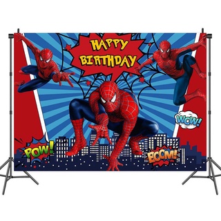 Marvel los vengadores superhéroe Spiderman tema de dibujos animados fotografía fondo tela fiesta bandera niños fiesta de cumpleaños necesidades populares (4)