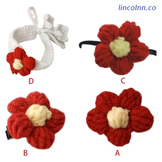 linco accesorios de pelo de lana sintética de punto flor roja clip broche cola de caballo titular