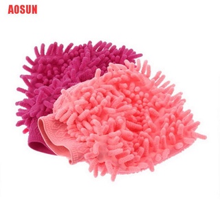 AOSUN Good Auto Care 2 en 1 ultrafino fibra de chenilla de microfibra guante de lavado de coche guante de malla suave respaldo sin rasguños para lavado de coches y limpieza (7)