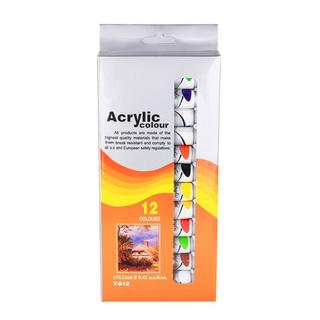 love* 12 Colors Professional Acrylic Paint Set 12ml Tubes Drawing Painting Pigment Wall Paint DIY Art Supplies