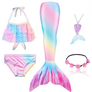 Nuevo 5 unids/Set niñas cola de sirena traje de baño niños la sirenita disfraz Cosplay ropa de playa baño Sui lindo beac
