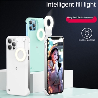 coco nuevo led selfie anillo de luz de relleno caso del teléfono para iphone funda con luz flash para belleza fotos caso