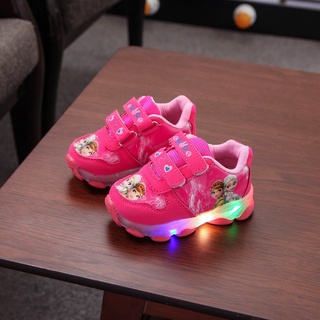 [suge] Zapatos de niños niño kasut frozen Spiderman Sepatu Flash luz LED zapatos Elsa niñas luz hasta princesa zapatos luminosos (4)