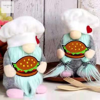 adornos de tela de cocina hamburguesa enana sin cara muñeca decoración de navidad artesanía interior masculina chef y chef femenino