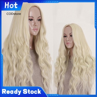 Women Long Fashion Blonde Wavy Curly Full Wig Cosplay Party Princess Hair Style