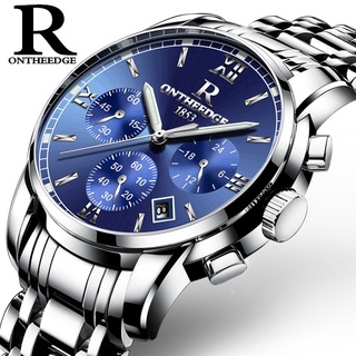 la mejor marca de lujo de negocios reloj de cuarzo para hombre relojes de los hombres de acero azul cara impermeable cronógrafo jam tangan