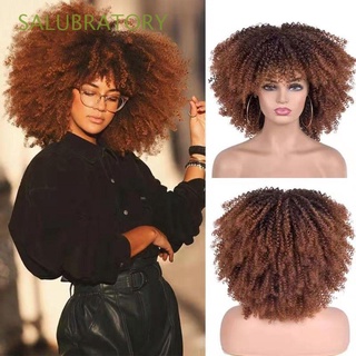 SALUBRATORY Short Curly Wigs Mixed Brown Blonde African Wig Synthetic Head Accessories For Black Women Cosplay Afro Kinky