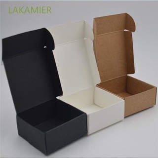 LAKAMIER 10PCS Jewelry Kraft Paper Candy Square Handmade Box Gift Small Cardboard Bottom Pack Wrapping