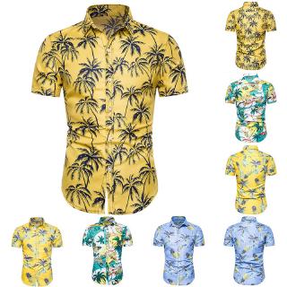 camisa hawaiana de manga corta casual floral para hombre