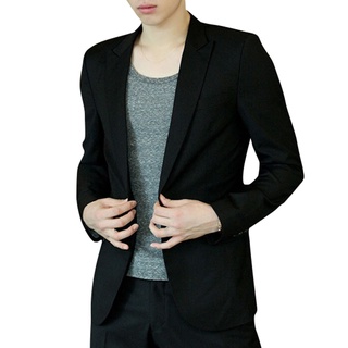 los hombres blazer abrigo slim traje de estilo coreano negro casual de negocios diario chaquetas (1)