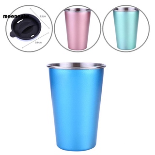 mooncute 500ml Stainless Steel Coffee Mug Beer Tea Milk Travel Hand Large Cup Straw Lid (1)