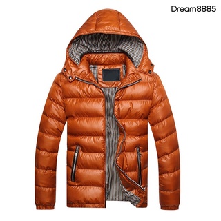 [Dm MJkt] invierno hombres Color sólido abajo chaqueta Slim Fit con capucha manga larga abrigo Outwear (7)