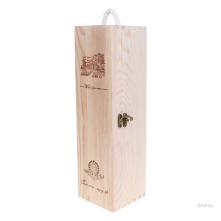 sh caja de vino tinto vacía retro de una sola botella de madera de pino caja de almacenamiento contenedor portador de uva whisky caja de embalaje