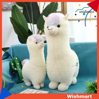 [wm] muñeca adorable realista suave arco iris cola de alpaca juguete de peluche para el hogar