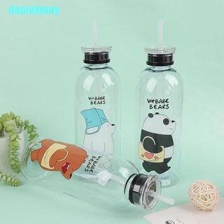 dopinkmay 1000ml oso patrón botella de plástico transparente de dibujos animados botellas de agua esmerilada okmn (1)