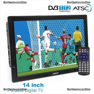 Northvotescastfine 14 pulgadas HD portátil TV DVB-T2 ATSC Digital analógica televisión Mini coche pequeño TV NVCF