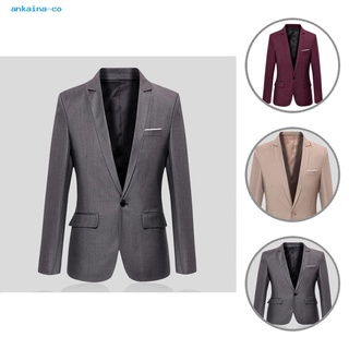 ankaina Trendy Men Blazer Single Button Slim Business Blazer Skin-Touch Male Clothing (1)