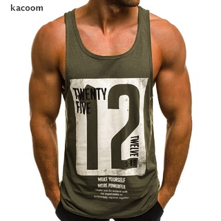 Kacoom Men Gym Vest Slim Letter Printed Sleeveless Tank Top Men Bodybuilding T-shirts CO