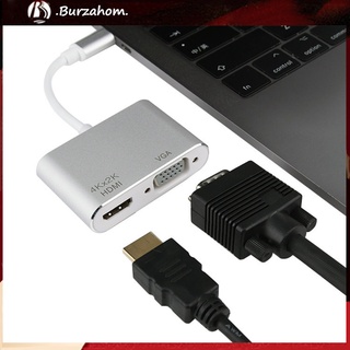 bur_usb c a hdmi compatible vga adaptador 4k hd type-c hub audio video converter para macbook