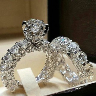 gran oferta anillo redondo con incrustaciones de diamantes a la moda para mujer
