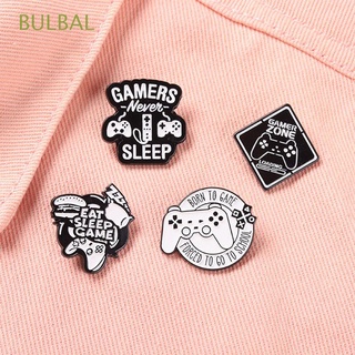 BULBAL Vintage Gamepad Brooch Gift Letter Badge Enamel Pin The Exposed Clasp Art Collar Accessories Black and White Alloy Jewelry Lapel Pin Denim Jackets Lapel Pin