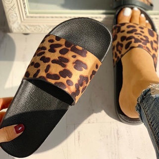 [EXQUIS] mujeres señoras leopardo impresión plana Casual sandalias zapatillas zapatos de playa (5)