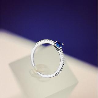 Anillo chapado en oro De 18k en forma De corazón anillo De zafiro Azul Diamante anillo (8)