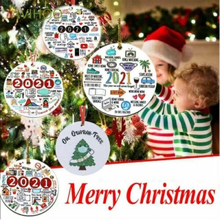 AVIHOO New Year Christmas Decorations DIY Xmas Tree Decorations Christmas Tree Pendant Tag Gift Commemorative Hanging Home Party Supply Round Merry Christmas Souvenirs