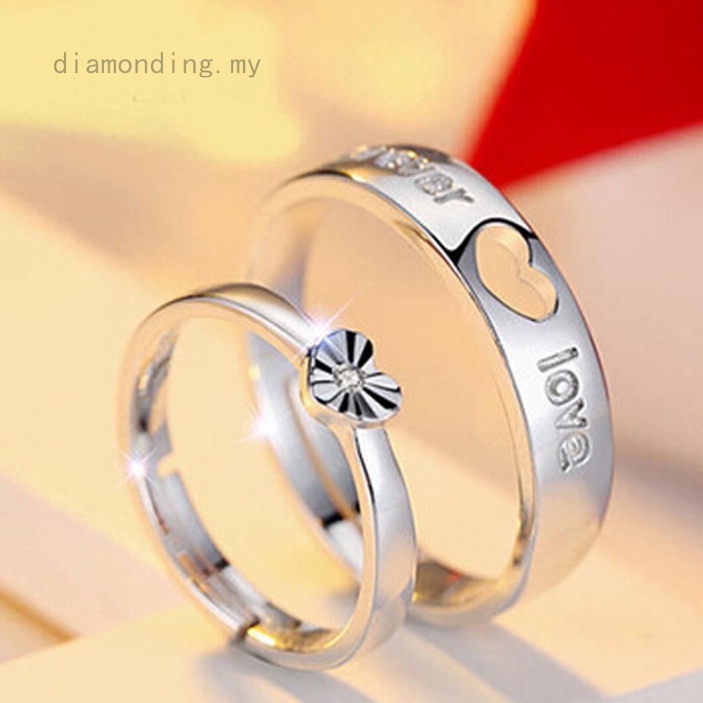 2 anillos versión coreana para parejas, corona, diamantes, anillos de matrimonio, plata