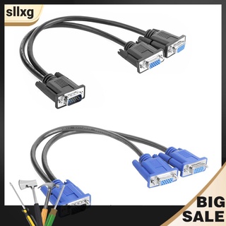 (LY) Cable divisor VGA 1 computadora a doble 2 Monitor macho a hembra adaptador de alambre
