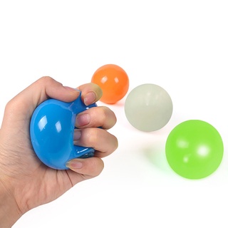 JENNIGES 65mm Squash Ball Throw Stress Globbles Sticky Target Ball Stick Wall Family Games Fluorescent Luminous Throw At Ceiling Kids Gifts Decompression Ball/Multicolor (8)