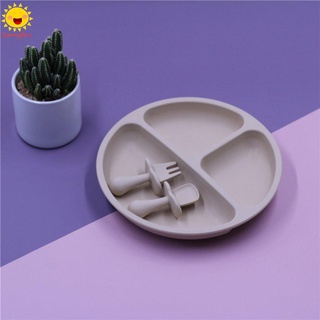 [Sf] juego de platos de silicona divididos para alimentos, platos con tenedor y cuchara (8)