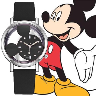 Reloj de pulsera Mickey Mouse con pedrería de Mickey Mouse para mujeres/niñas/estudiantes/correa de cuero/regalo
