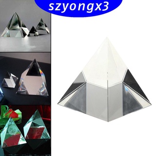 [HeatWave] Prisma de 90 mm pirámide de cristal cuadrangular artesanía estatua óptica DIY ciencia (6)