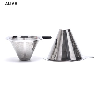 alive nuevo soporte de filtro de café reutilizable de acero inoxidable verter sobre malla gotero de té taza