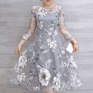 vestido de organza para mujer con estampado de flores para fiesta de boda/fiesta/fiesta/fiesta