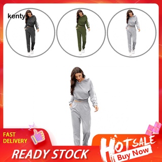 Kt_ sudadera con capucha de manga larga para mujer/pantalones de bolsillo/ropa deportiva de dos piezas (1)