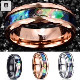 anillo de hombre con incrustaciones de concha pieza brillante geométrica facetada de acero dedo joyería regalo para mujeres