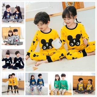 2-15 años niños niñas pijamas conjunto de dibujos animados pijamas conjunto de manga larga de algodón pijama conjunto