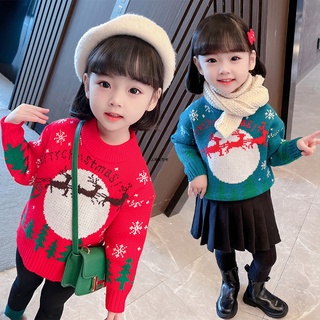 Listo Stock _ Niñas Navidad Ciervo Suéter Engrosado Otoño Invierno Ropa Infantil Bebé Influencer Niña (1)
